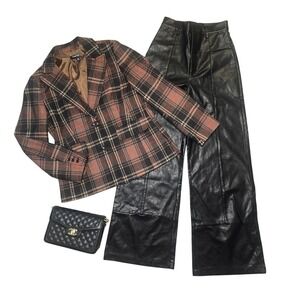 Bardot Marlowe PU Wide Leg Pants Black Vegan Leather Trousers XS NWT